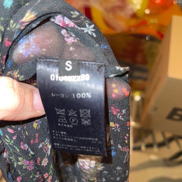 Ne Quittez Pas Womens Maxi Dress Size Small Black Chiffon Floral Pure Rayon Slip - Picture 13 of 16